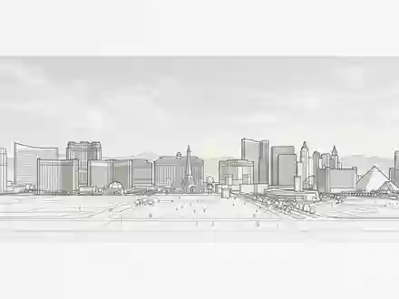 Moderner Architektur-Render zeigt Silhouette von Las Vegas Strip in Las Vegas USA, klare Linien und - Foto: THN