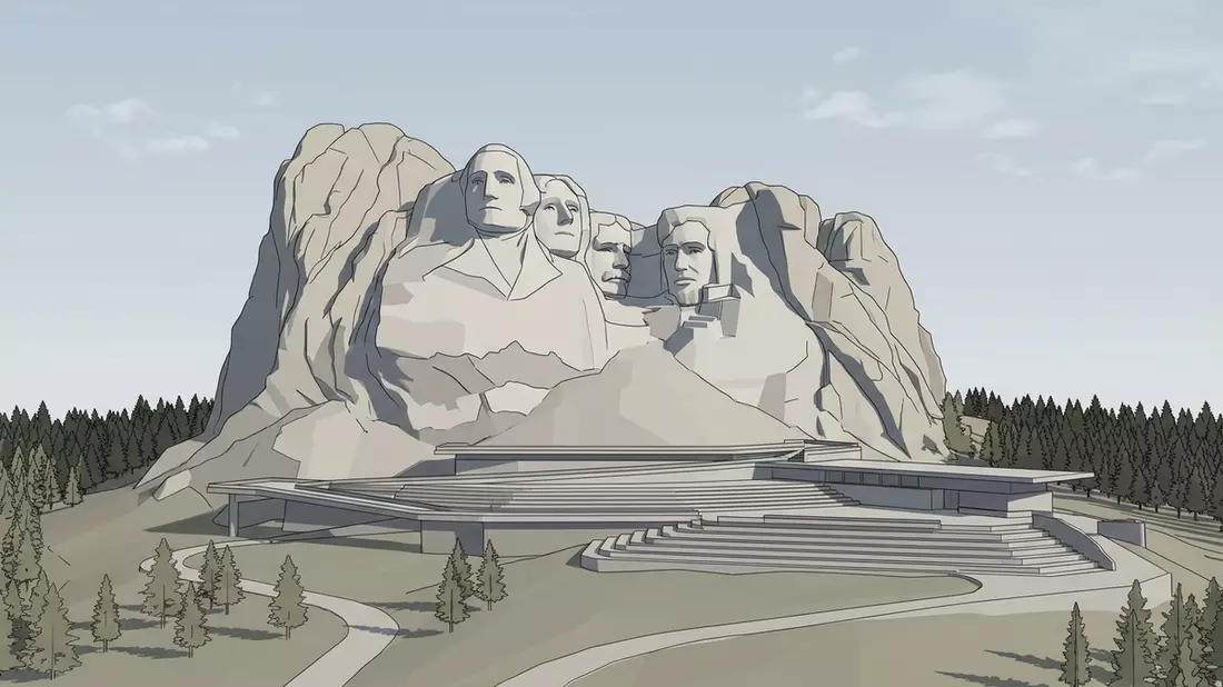 Architektur-Render von Mount Rushmore in Keystone, USA bei Tageslicht
