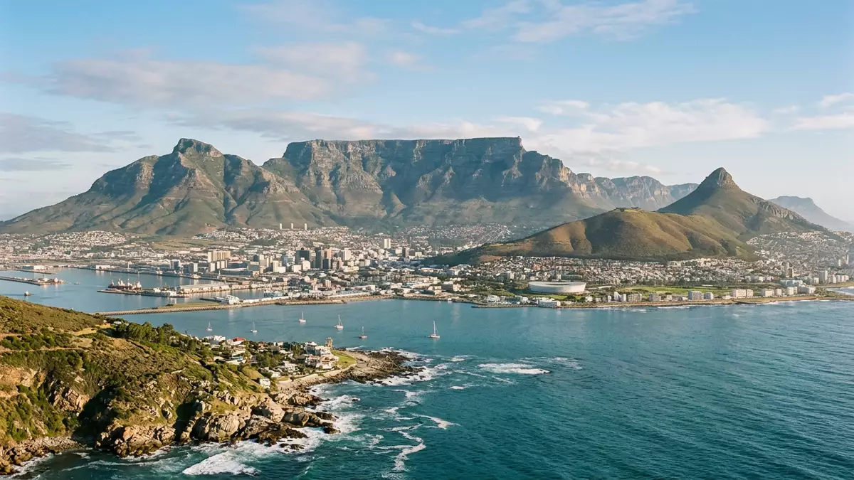 Editorial-Reisemagazinbild vom Wahrzeichen Tafelberg Kapstadt in Kapstadt, Südafrika