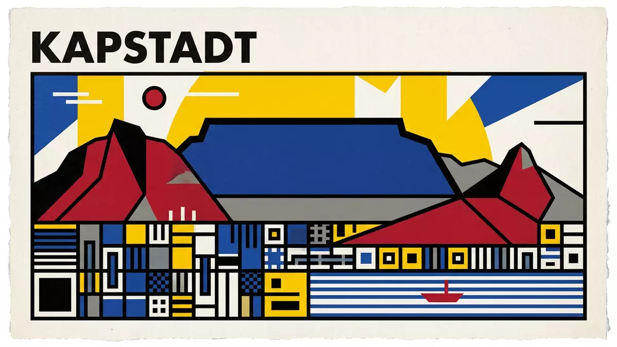 Bauhaus-Poster als Abstraktion von Tafelberg Kapstadt in Kapstadt, Südafrika