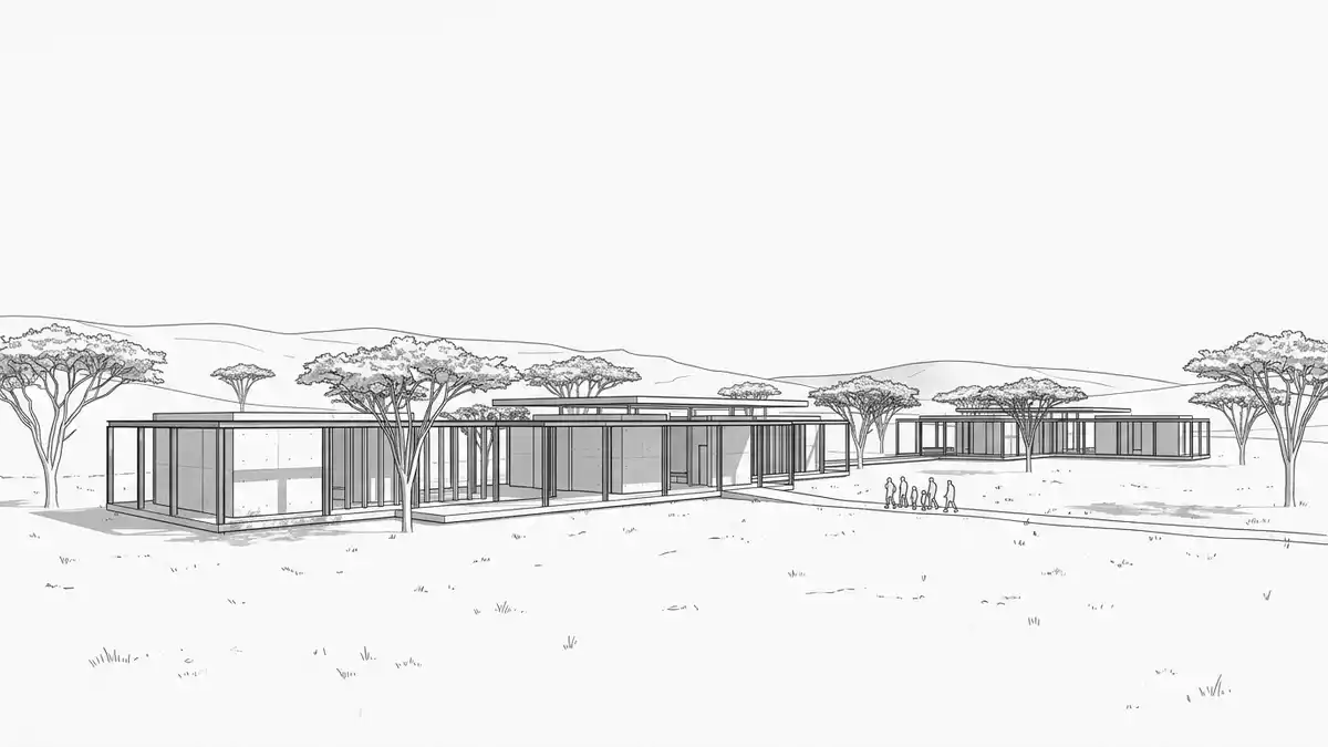 Architektur-Render von Serengeti-Nationalpark in Serengeti, Tansania bei Tageslicht