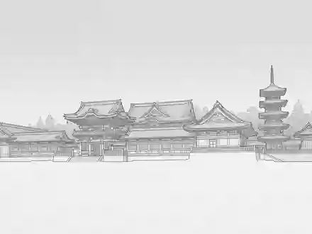 Moderner Architektur-Render zeigt Silhouette von Toshogu-Schrein Nikko in Nikko Japan, klare Linien und neutrales Tageslicht - Foto: THN