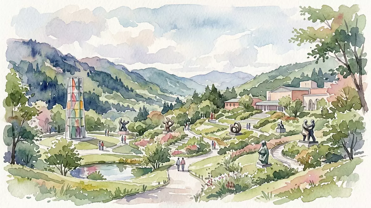 Aquarell-Illustration von Hakone Open-Air Museum in Hakone, Japan als Reiseposter