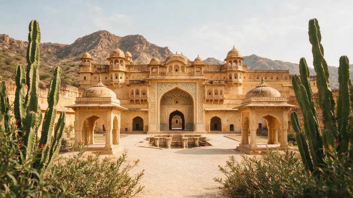Editorial-Reisemagazinbild vom Wahrzeichen Amber Fort Jaipur in Jaipur, Indien