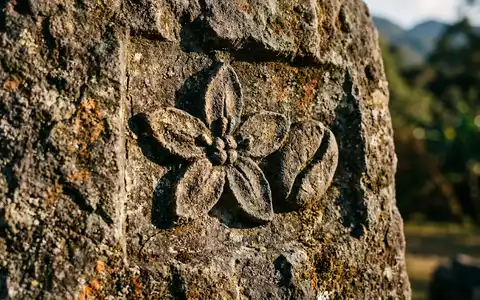Extreme Makroaufnahme eines Materialdetails am Wahrzeichen Boquete in Boquete Panama, taktile Struktur und weiches Seitenlicht - Foto: THN
