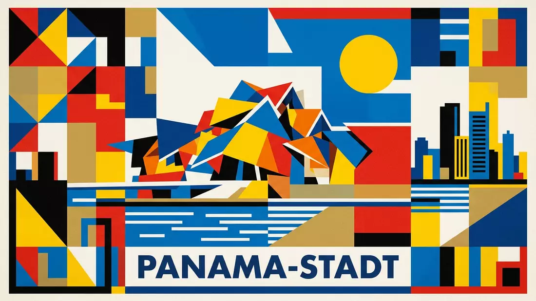 Bauhaus-Poster als Abstraktion von Biomuseo Panama in Panama-Stadt, Panama