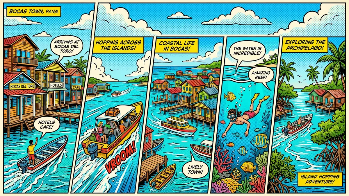 Pop-Art-Comic von Bocas del Toro in Bocas del Toro, Panama mit Rasterpunkten