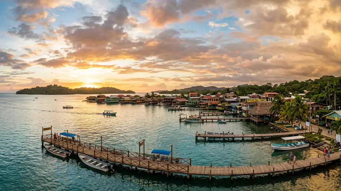 Fotorealistische Ansicht von Bocas del Toro in Bocas del Toro, Panama im Abendlicht