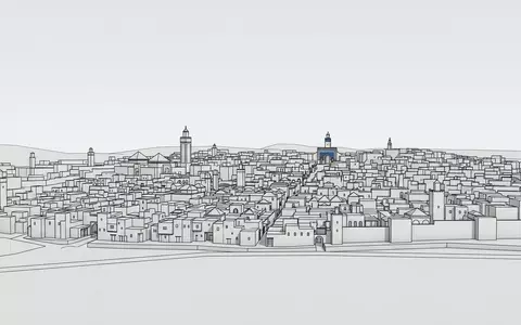 Moderner Architektur-Render zeigt Silhouette von Fes el Bali in Fes Marokko, klare Linien und neutrales - Foto: THN