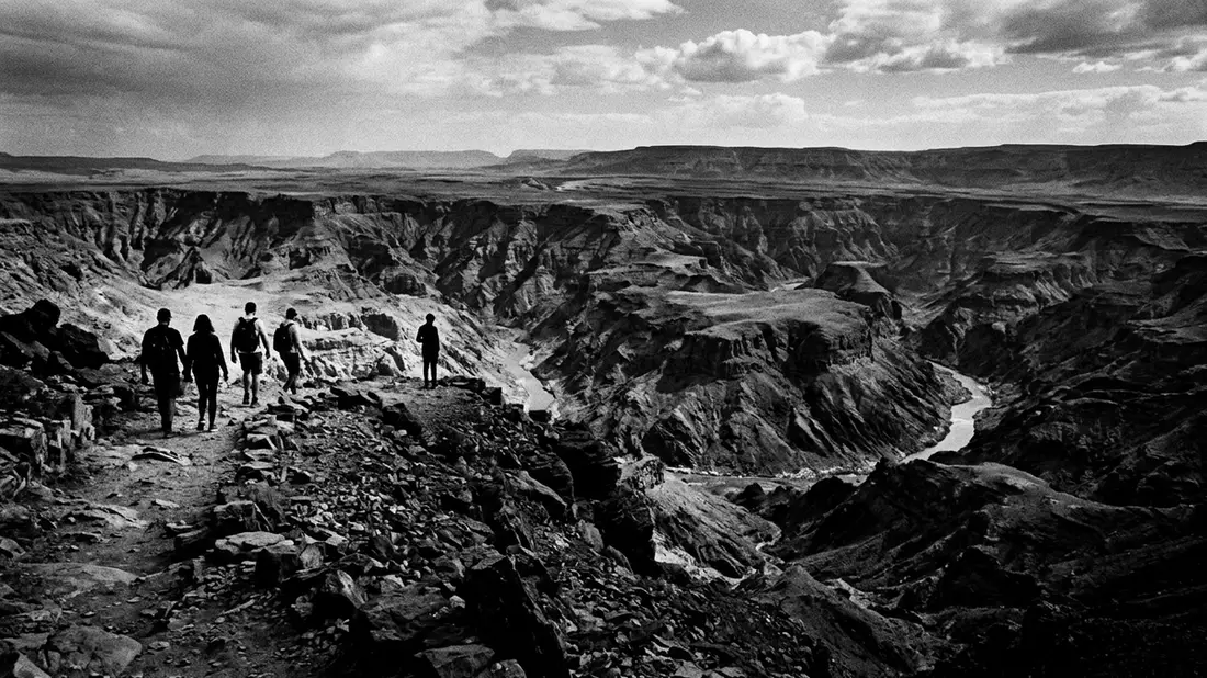 Schwarzweiss-Reportage vom Wahrzeichen Fish River Canyon in Hobas, Namibia