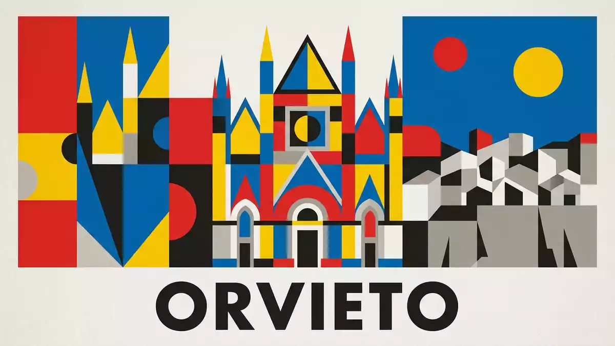 Bauhaus-Poster als Abstraktion von Dom von Orvieto in Orvieto, Italien