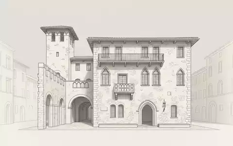 Moderner Architektur-Render zeigt Silhouette von Julias Haus Verona in Verona Italien, klare Linien und neutrales - Foto: THN