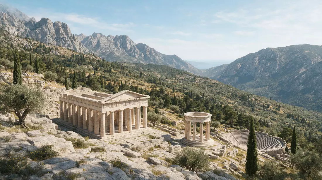 Architektur-Render von Delphi in Delphi, Griechenland bei Tageslicht