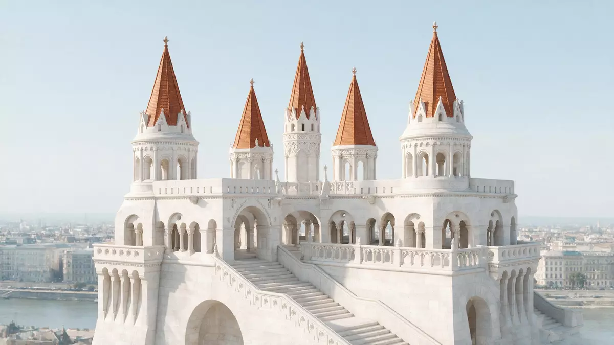 Architektur-Render von Fischerbastei Budapest in Budapest, Ungarn bei Tageslicht