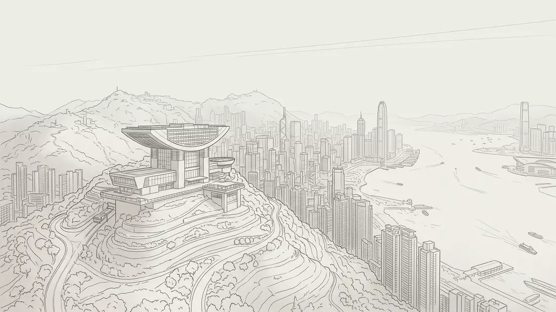 Architektur-Render von Victoria Peak Hongkong in Hongkong, China bei Tageslicht