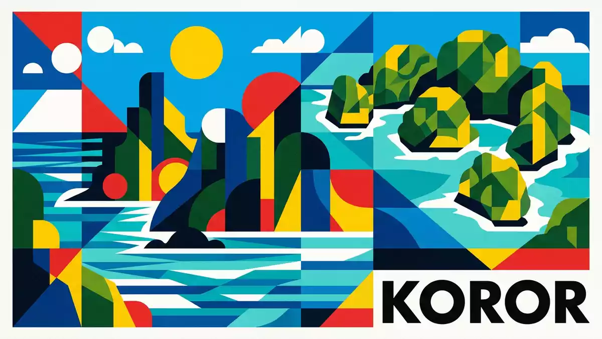 Bauhaus-Poster als Abstraktion von Rock Islands Palau in Koror, Palau