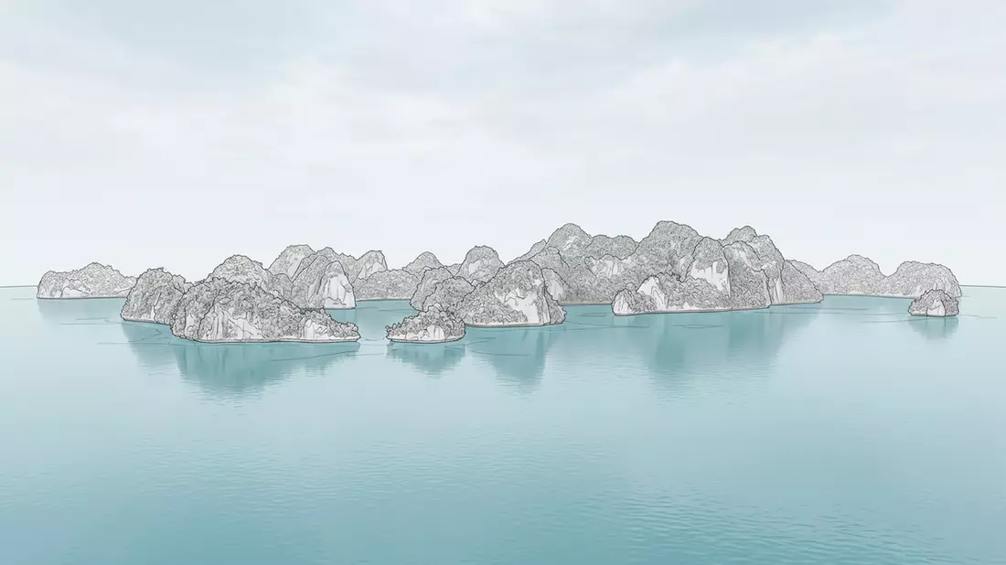 Architektur-Render von Rock Islands Palau in Koror, Palau bei Tageslicht