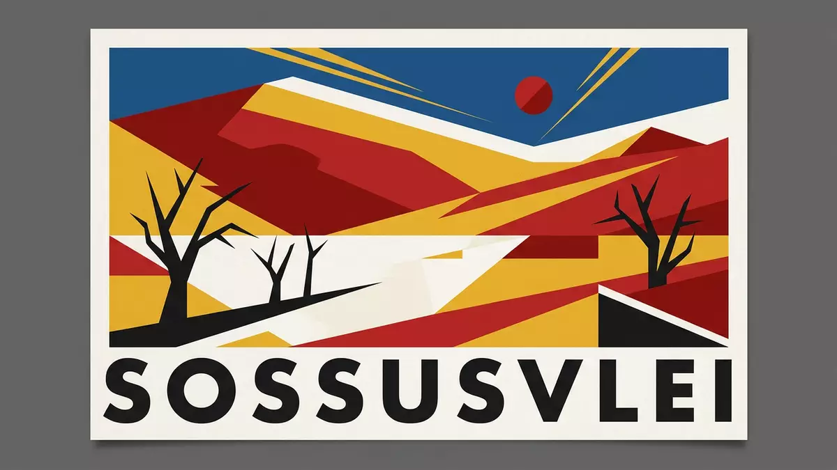 Bauhaus-Poster als Abstraktion von Namib-Wuste in Sossusvlei, Namibia