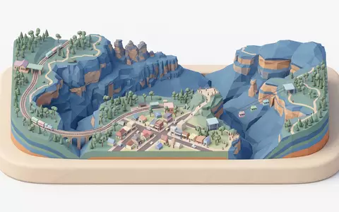 Isometrisches Diorama von Blue Mountains Australien und Umgebung in Katoomba Australien, verspielte Low-Poly-Kulisse in Pastellfarben - Foto: THN