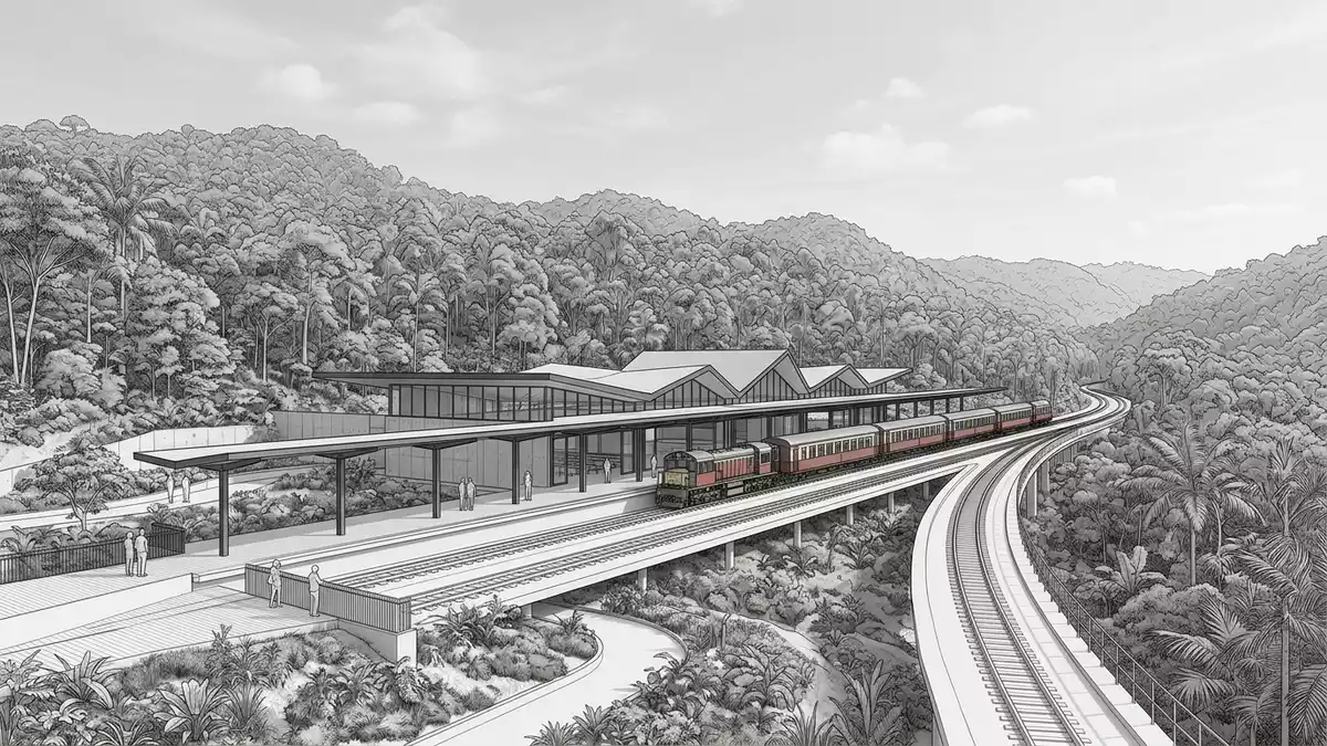 Architektur-Render von Kuranda Scenic Railway in Kuranda, Australien bei Tageslicht