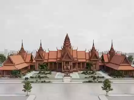Moderner Architektur-Render zeigt Silhouette von Nationalmuseum Kambodscha in Phnom Penh Kambodscha, klare Linien und neutrales - Foto: THN