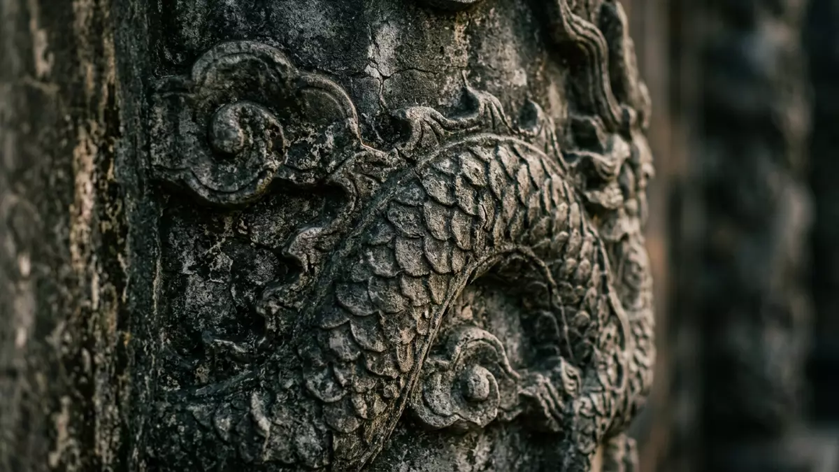 Makroaufnahme eines Materialdetails am Wahrzeichen Kaiserstadt Hue, Hue Vietnam