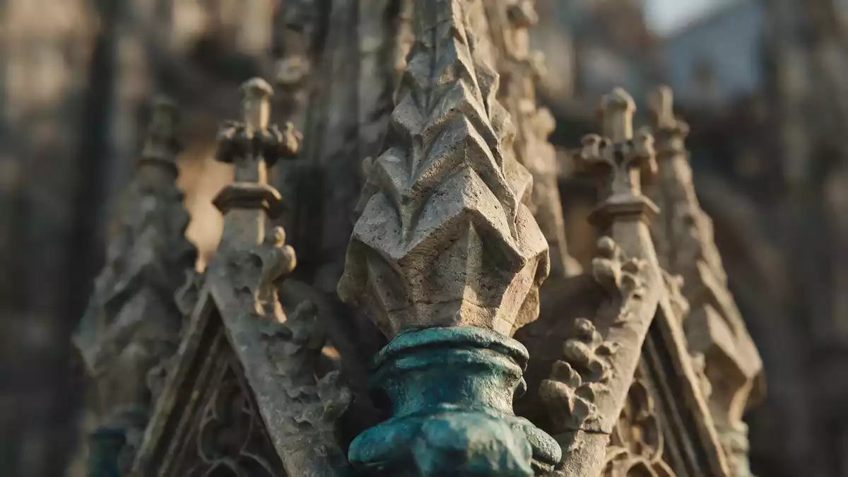 Makroaufnahme eines Materialdetails am Wahrzeichen Kölner Dom, Köln Deutschland