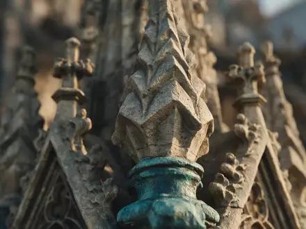 Extreme Makroaufnahme eines Materialdetails am Wahrzeichen Kölner Dom in Köln Deutschland, taktile Struktur und weiches - Foto: THN
