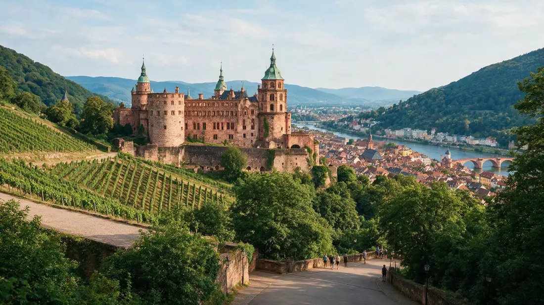 Editorial-Reisemagazinbild vom Wahrzeichen Schloss Heidelberg in Heidelberg, Deutschland