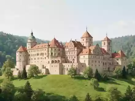 Moderner Architektur-Render zeigt Silhouette von Schloss Heidelberg in Heidelberg Deutschland, klare Linien und neutrales Tageslicht - Foto: THN