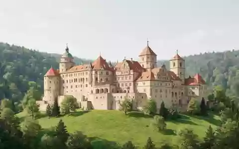 Moderner Architektur-Render zeigt Silhouette von Schloss Heidelberg in Heidelberg Deutschland, klare Linien und neutrales Tageslicht - Foto: THN