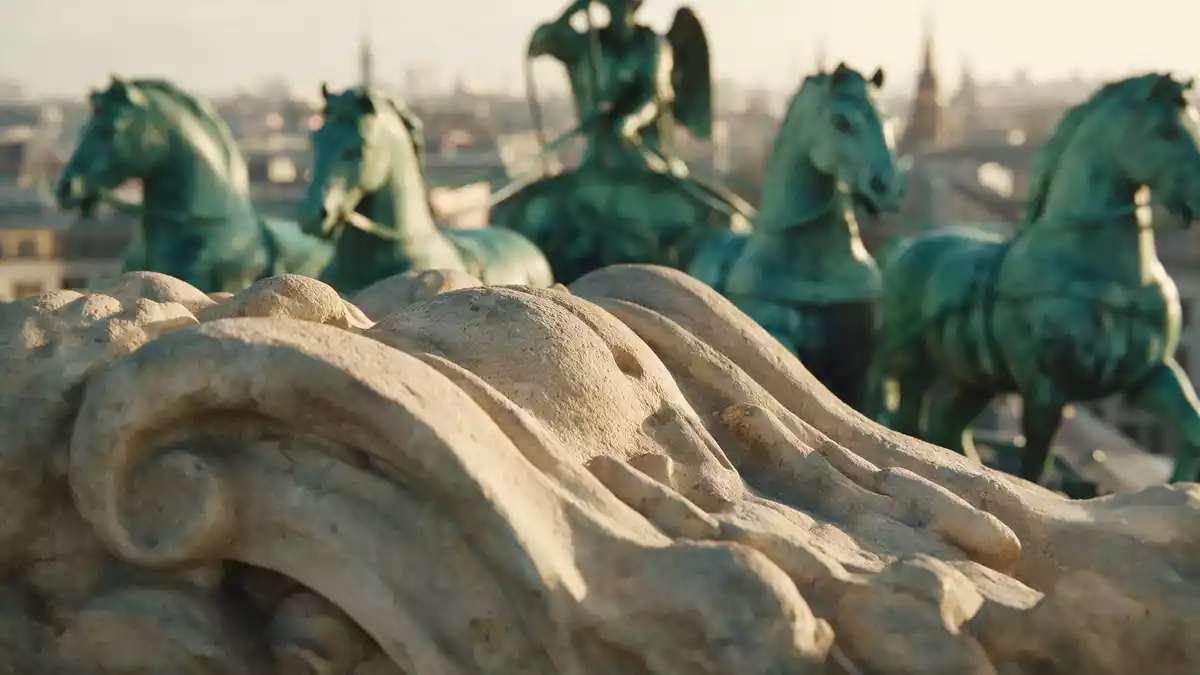 Makroaufnahme eines Materialdetails am Wahrzeichen Brandenburger Tor Berlin, Berlin Deutschland