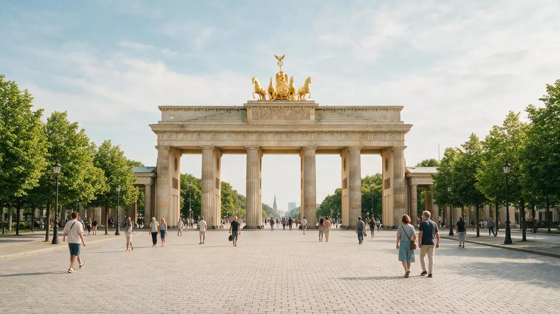 Editorial-Reisemagazinbild vom Wahrzeichen Brandenburger Tor Berlin in Berlin, Deutschland