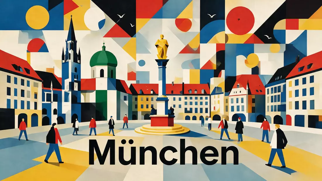 Bauhaus-Poster als Abstraktion von Marienplatz München in München, Deutschland