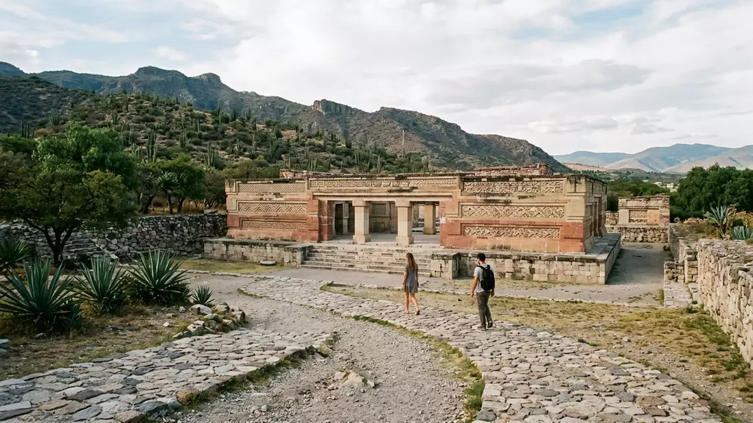 Editorial-Reisemagazinbild vom Wahrzeichen Mitla in Oaxaca, Mexiko