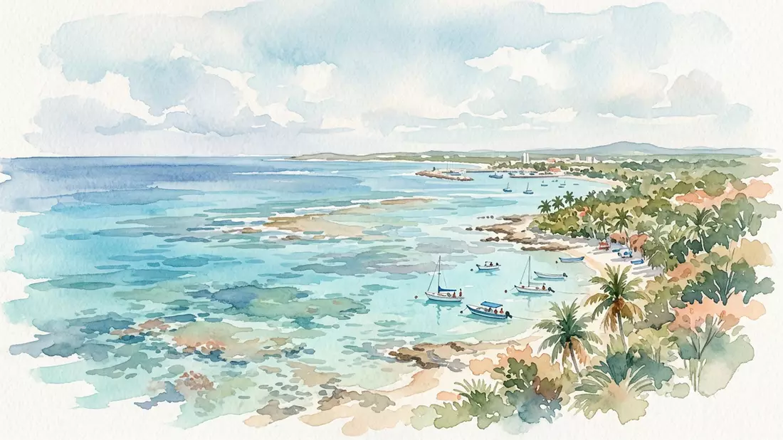Aquarell-Illustration von Cozumel-Riff in Cozumel, Mexiko als Reiseposter