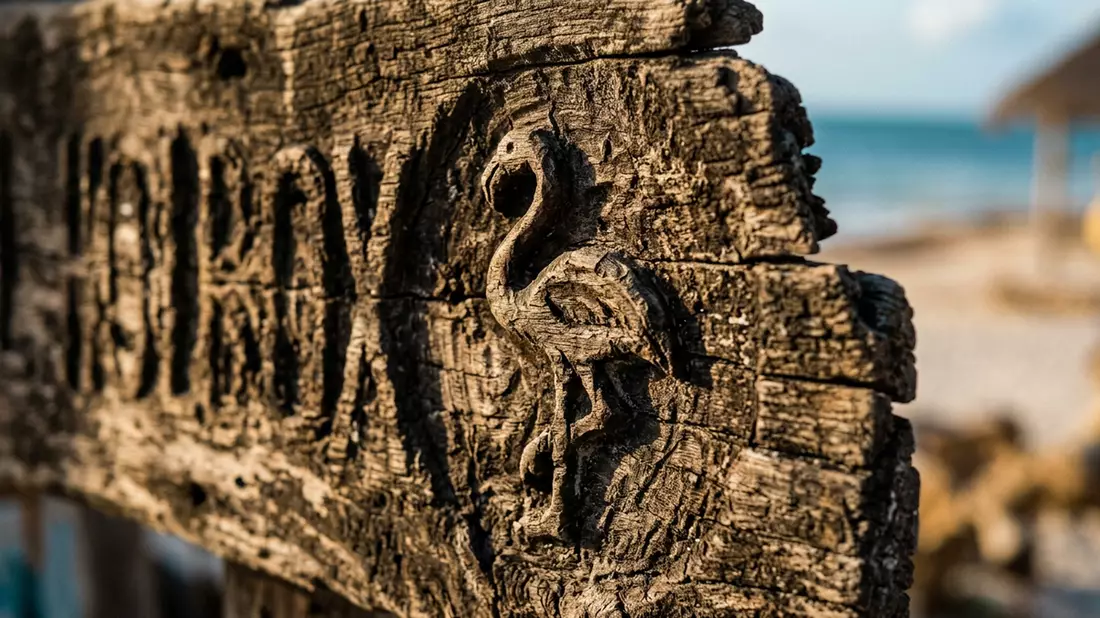 Makroaufnahme eines Materialdetails am Wahrzeichen Isla Holbox, Holbox Mexiko