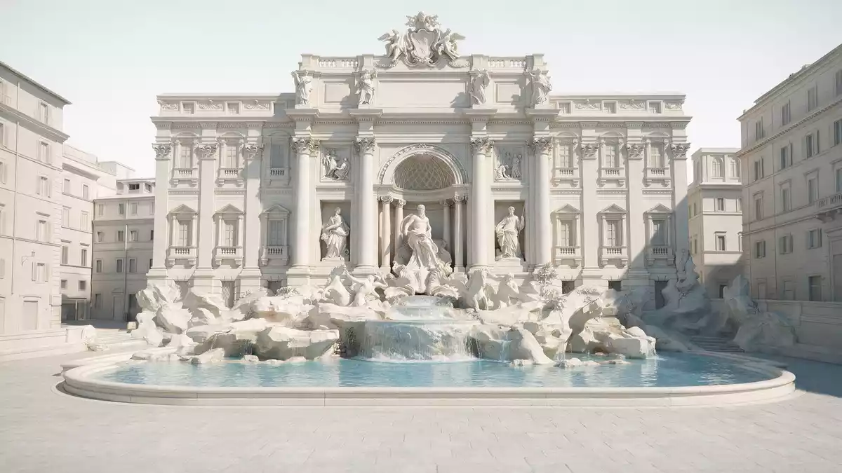 Architektur-Render von Trevi-Brunnen Rom in Rom, Italien bei Tageslicht