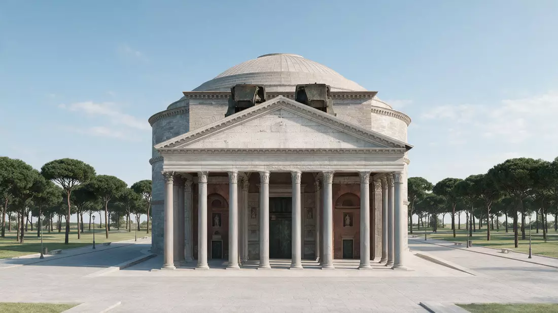 Architektur-Render von Pantheon Rom in Rom, Italien bei Tageslicht