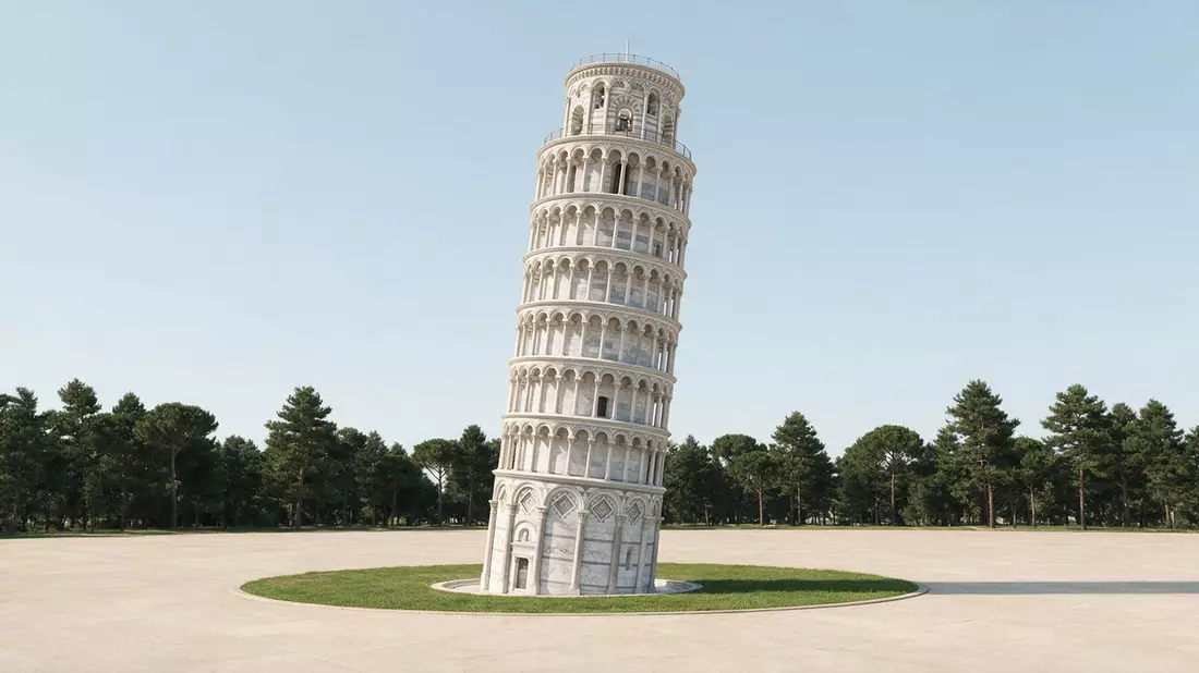 Architektur-Render von Schiefer Turm von Pisa in Pisa, Italien bei Tageslicht