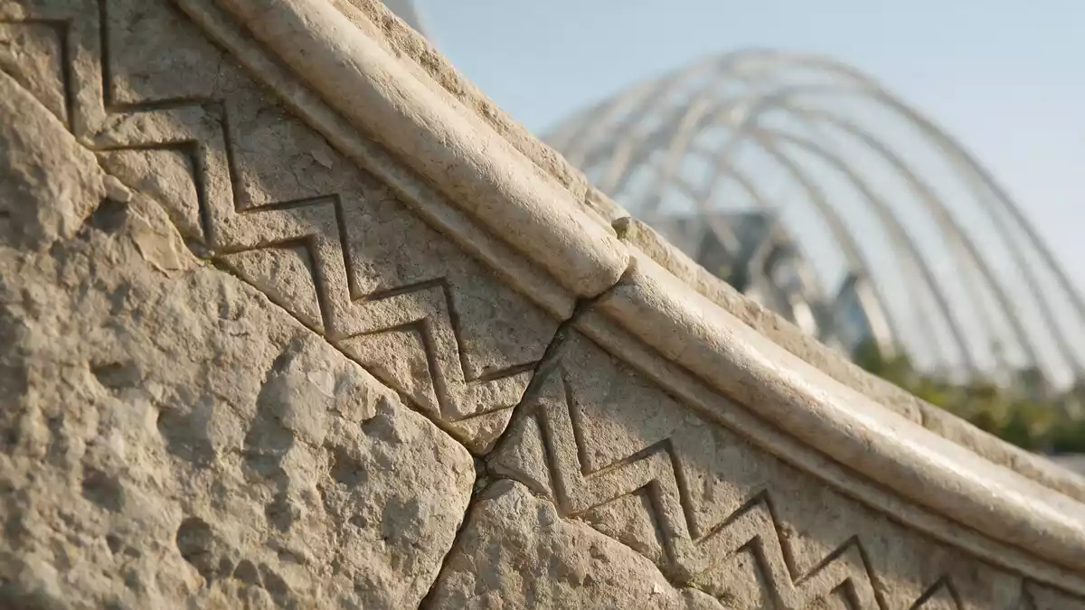 Makroaufnahme eines Materialdetails am Wahrzeichen Stadt der Künste und Wissenschaften Valen…