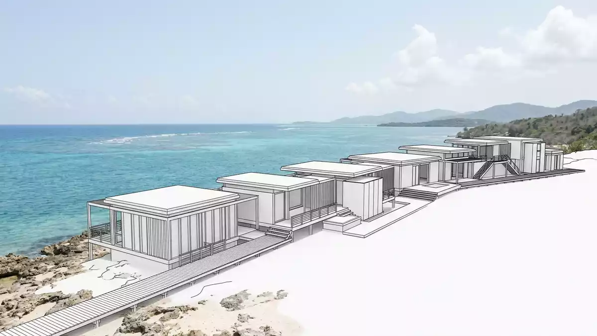 Architektur-Render von Utila-Riff in Utila, Honduras bei Tageslicht