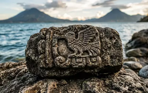 Extreme Makroaufnahme eines Materialdetails am Wahrzeichen Atitlan-See in Panajachel Guatemala, taktile Struktur und weiches Seitenlicht - Foto: THN