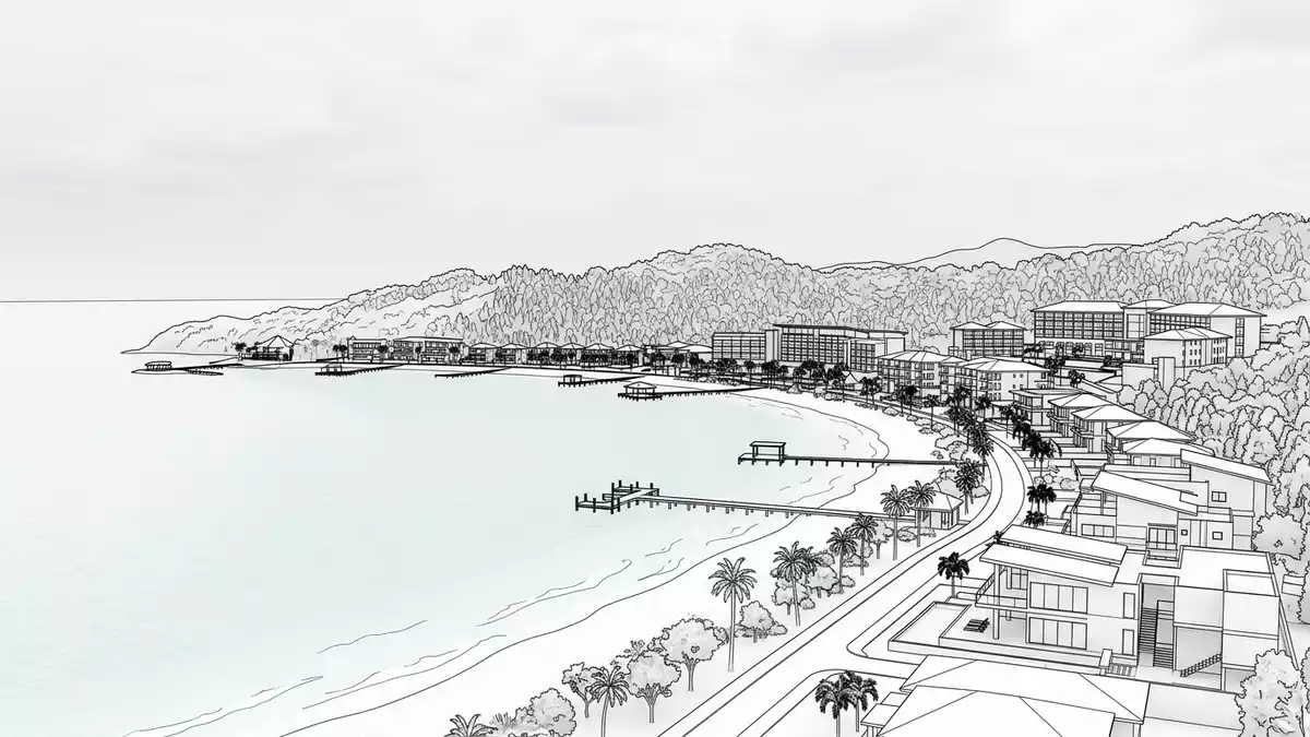 Architektur-Render von West Bay Roatan in Roatan, Honduras bei Tageslicht