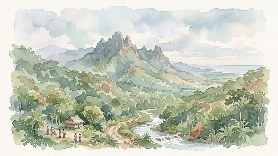 Aquarell-Illustration von Pico Bonito Nationalpark in La Ceiba, Honduras als Reiseposter