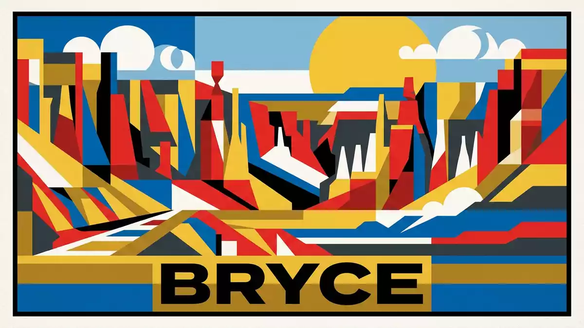 Bauhaus-Poster als Abstraktion von Bryce-Canyon-Nationalpark in Bryce, USA