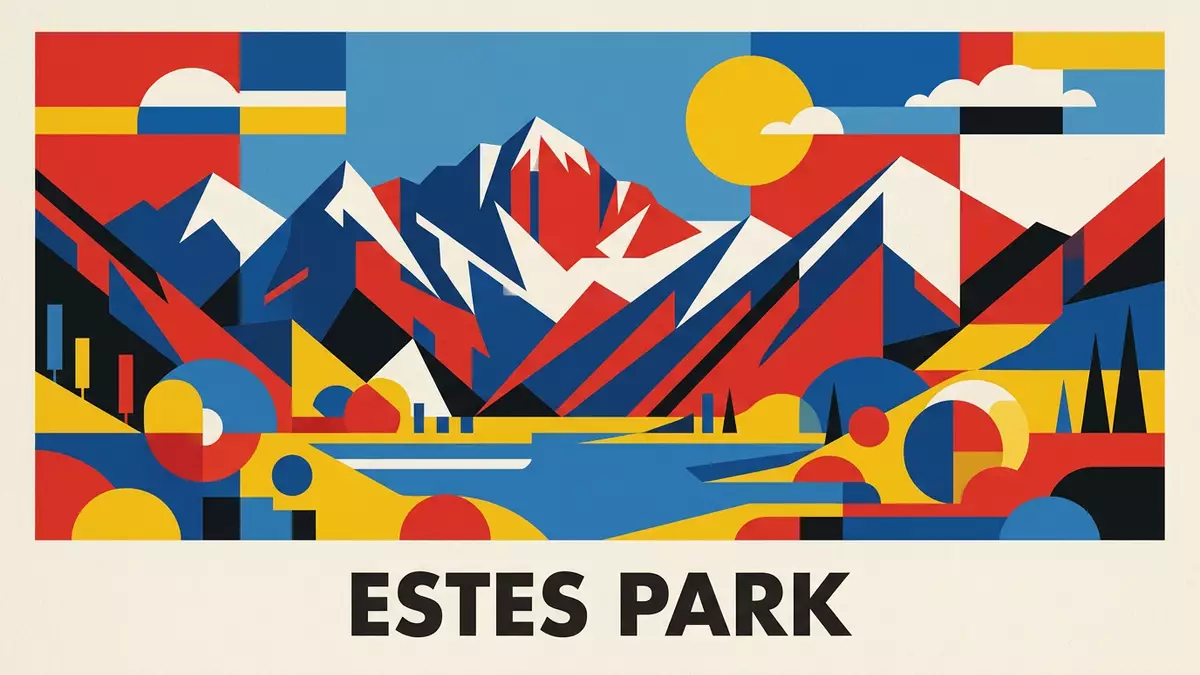 Bauhaus-Poster als Abstraktion von Rocky-Mountain-Nationalpark in Estes Park, USA