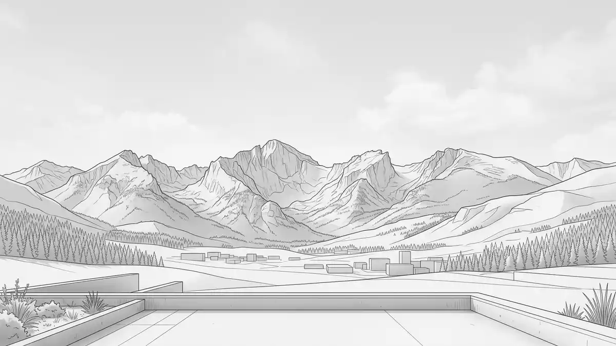 Architektur-Render von Rocky-Mountain-Nationalpark in Estes Park, USA bei Tageslicht
