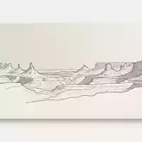 Moderner Architektur-Render zeigt Silhouette von Canyonlands-Nationalpark in Moab USA, klare Linien und neutrales Tageslicht - Foto: THN