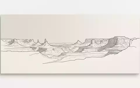 Moderner Architektur-Render zeigt Silhouette von Canyonlands-Nationalpark in Moab USA, klare Linien und neutrales Tageslicht - Foto: THN